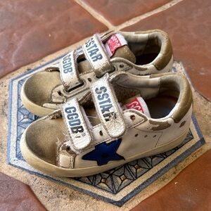 Golden Goose Kids White and Blue Velcro Sneakers size EU 23/ US 7
